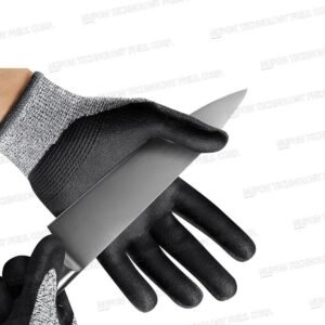 Grey Cut Resistant Black PU Palm Coated Glove - Level 5