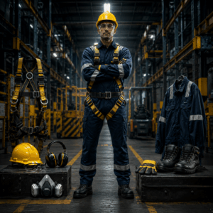 Industrial worker in full PPE gear